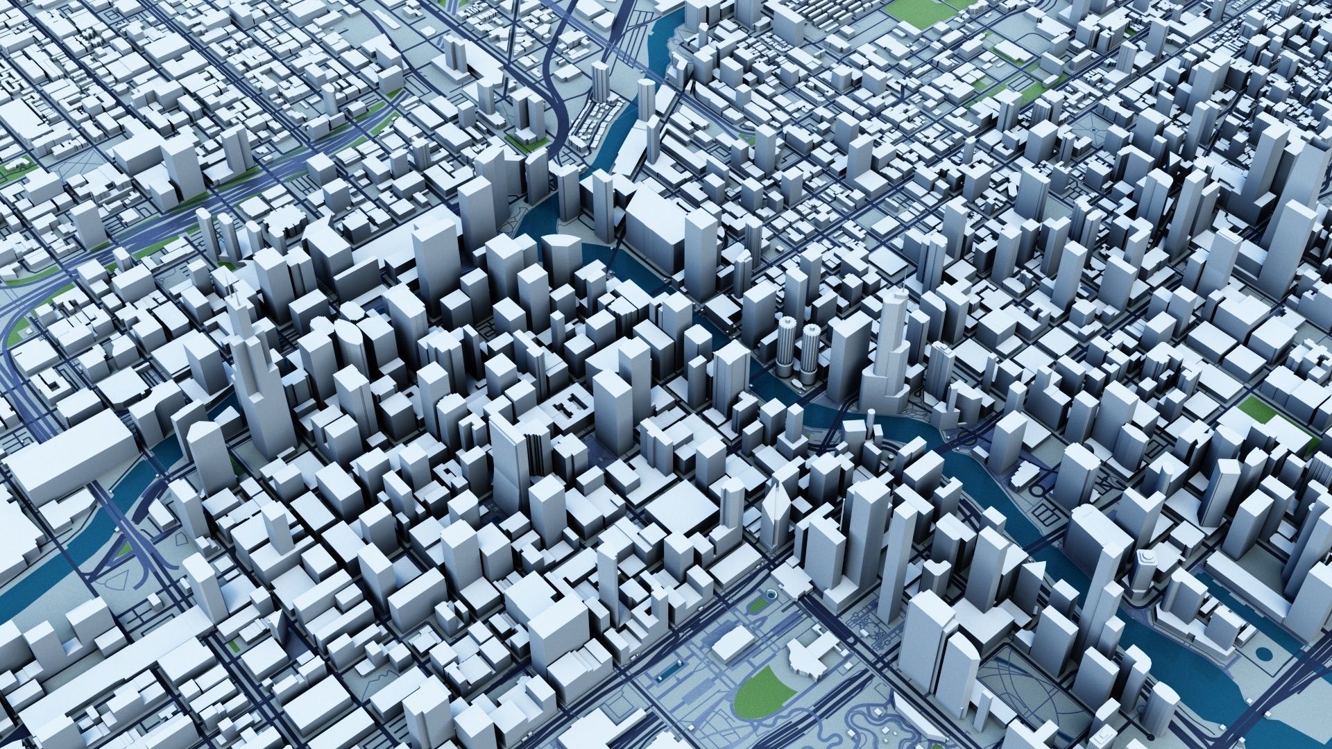 Chicago with Terrain 3D model_5