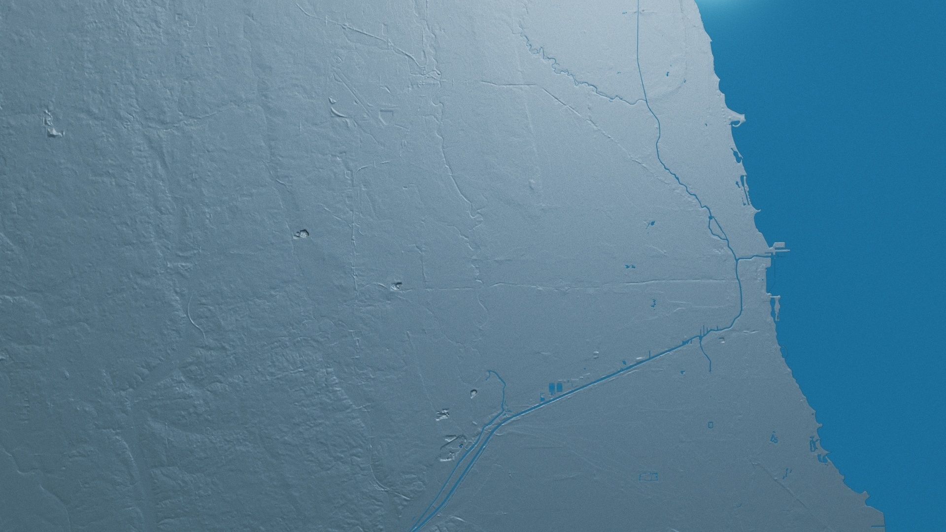 Chicago with Terrain 3D model_11