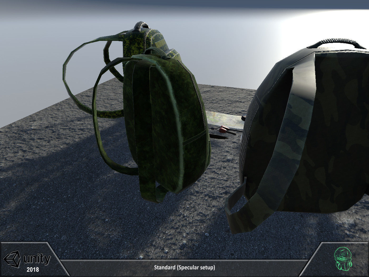 Survival set two backpacks Low-poly 3D model_8