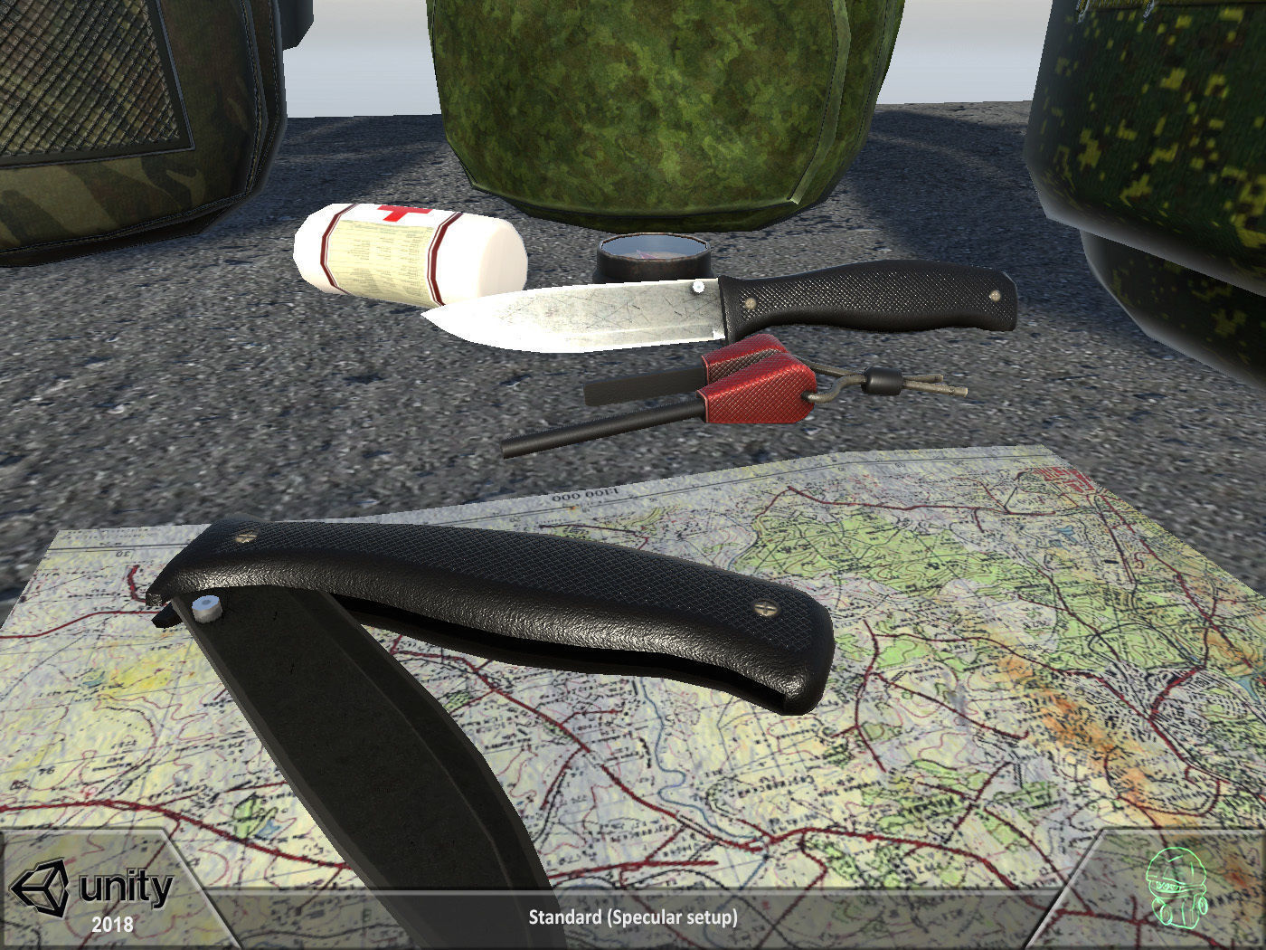 Survival set two backpacks Low-poly 3D model_7
