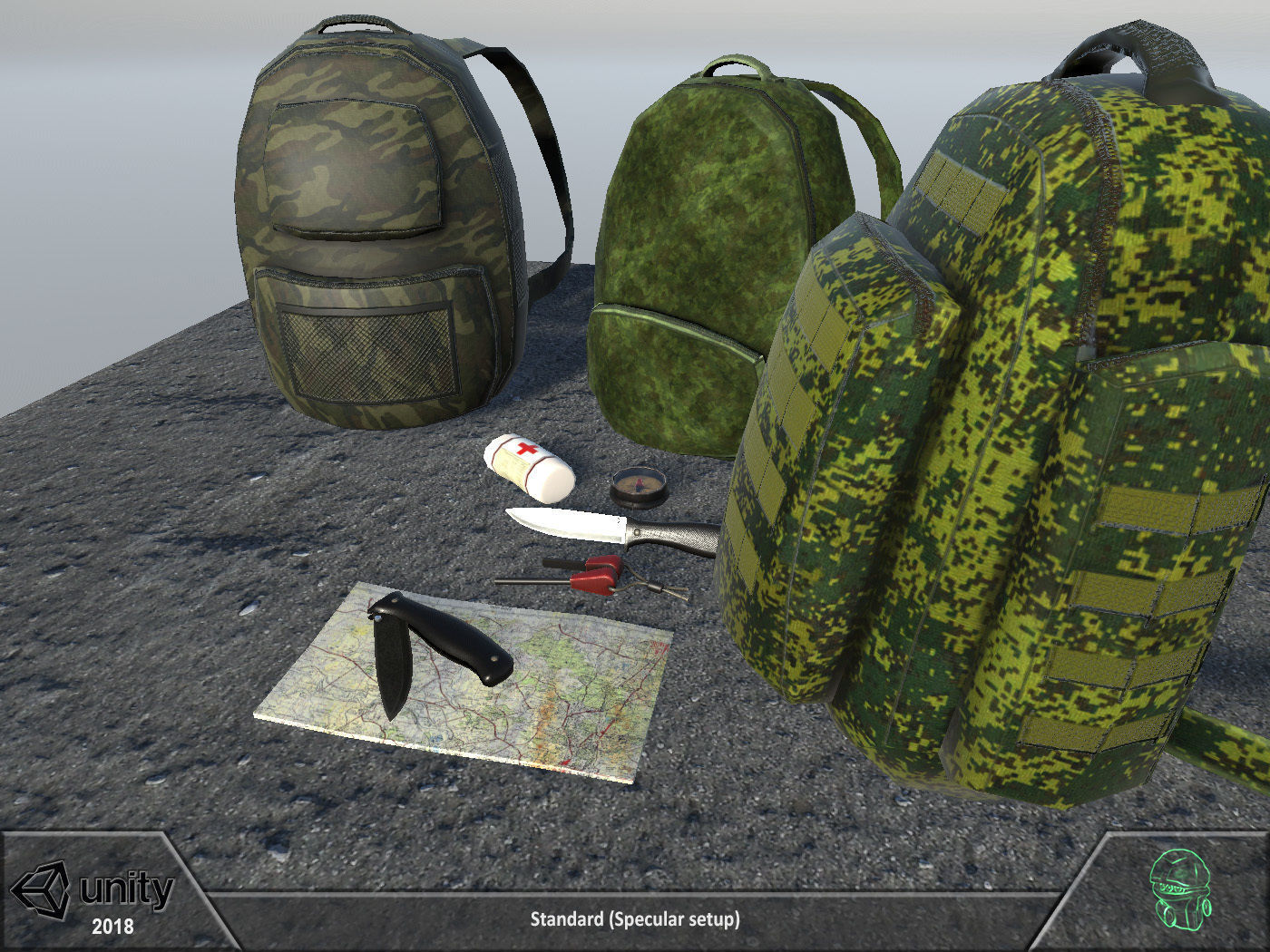Survival set two backpacks Low-poly 3D model_5
