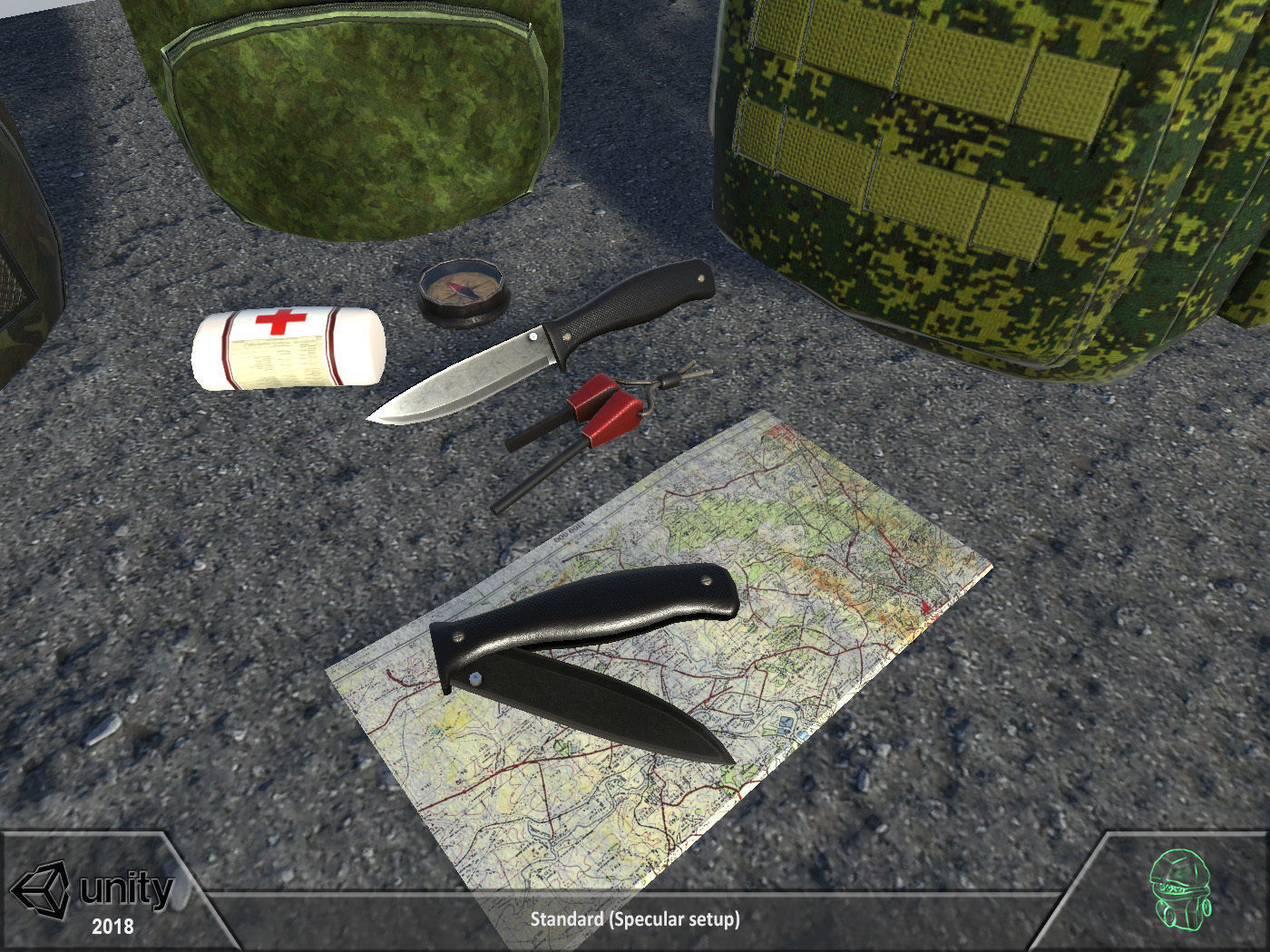 Survival set two backpacks Low-poly 3D model_6