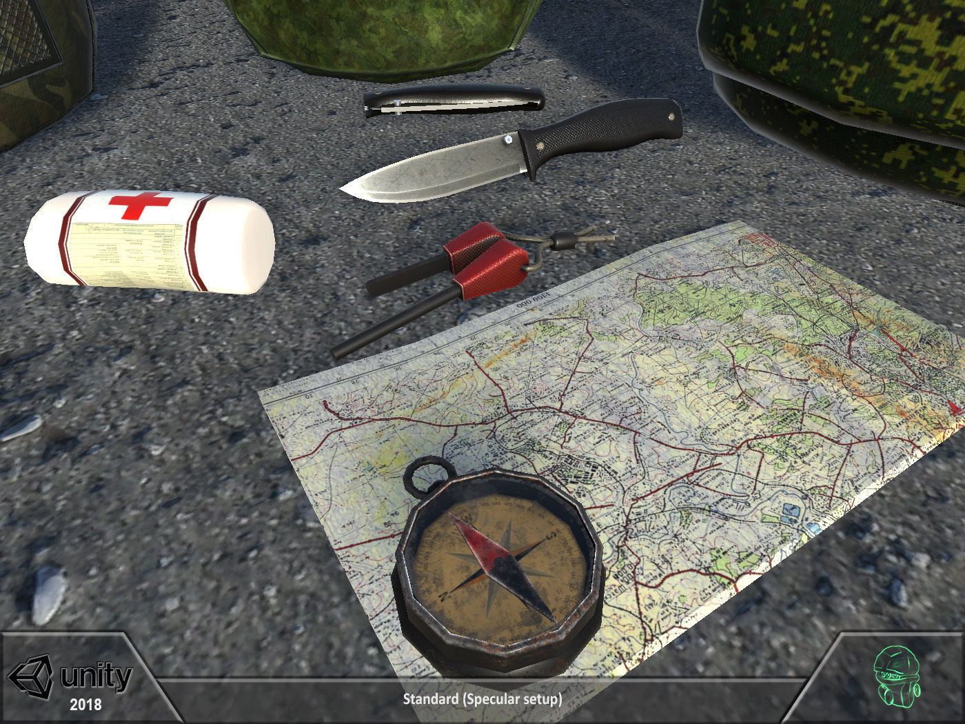Survival set two backpacks Low-poly 3D model_1