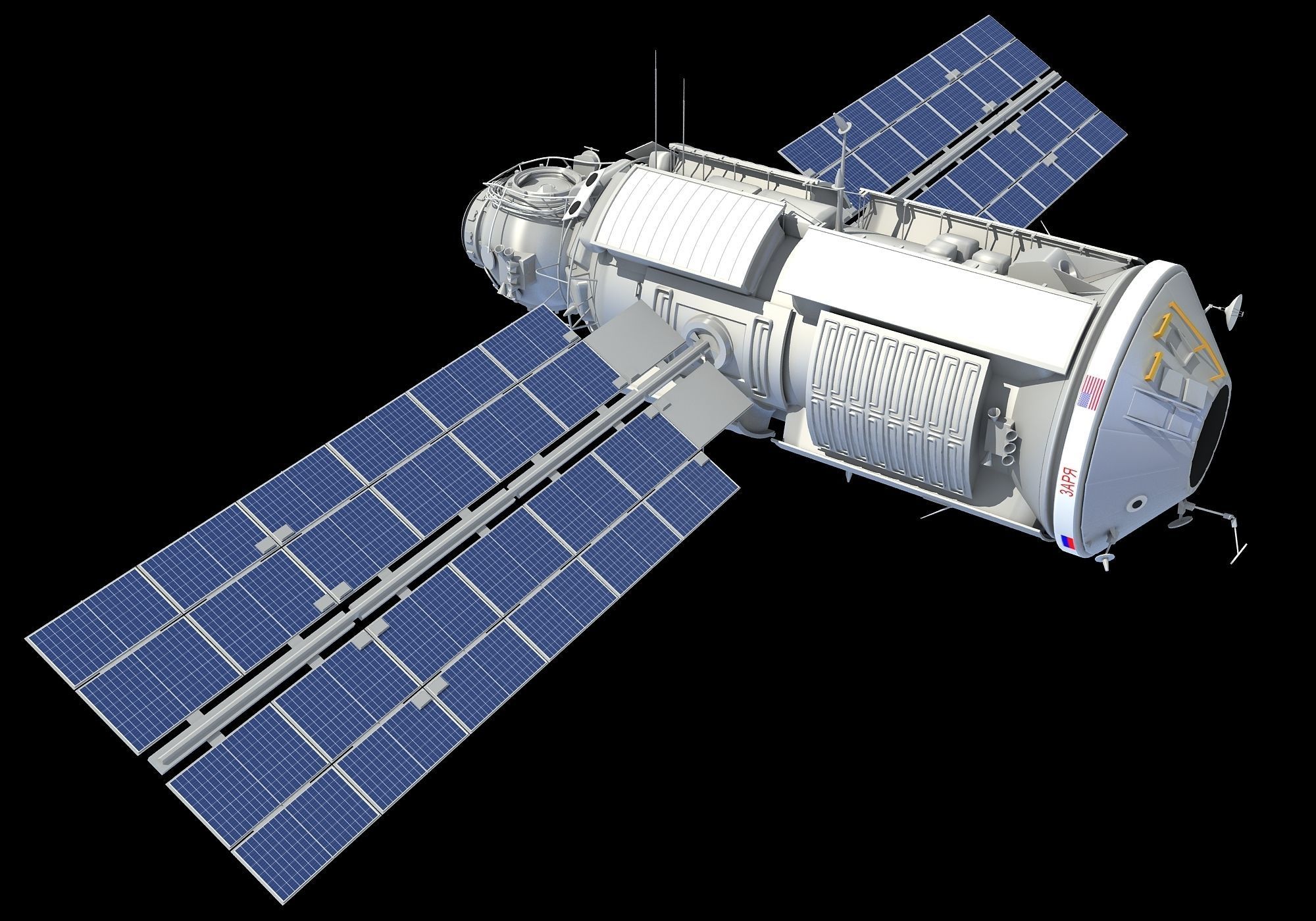 Zarya Functional Cargo Block FGB ISS Module 3D model_1