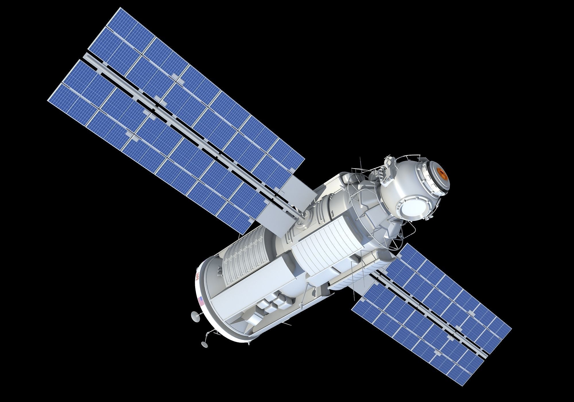 Zarya Functional Cargo Block FGB ISS Module 3D model_3