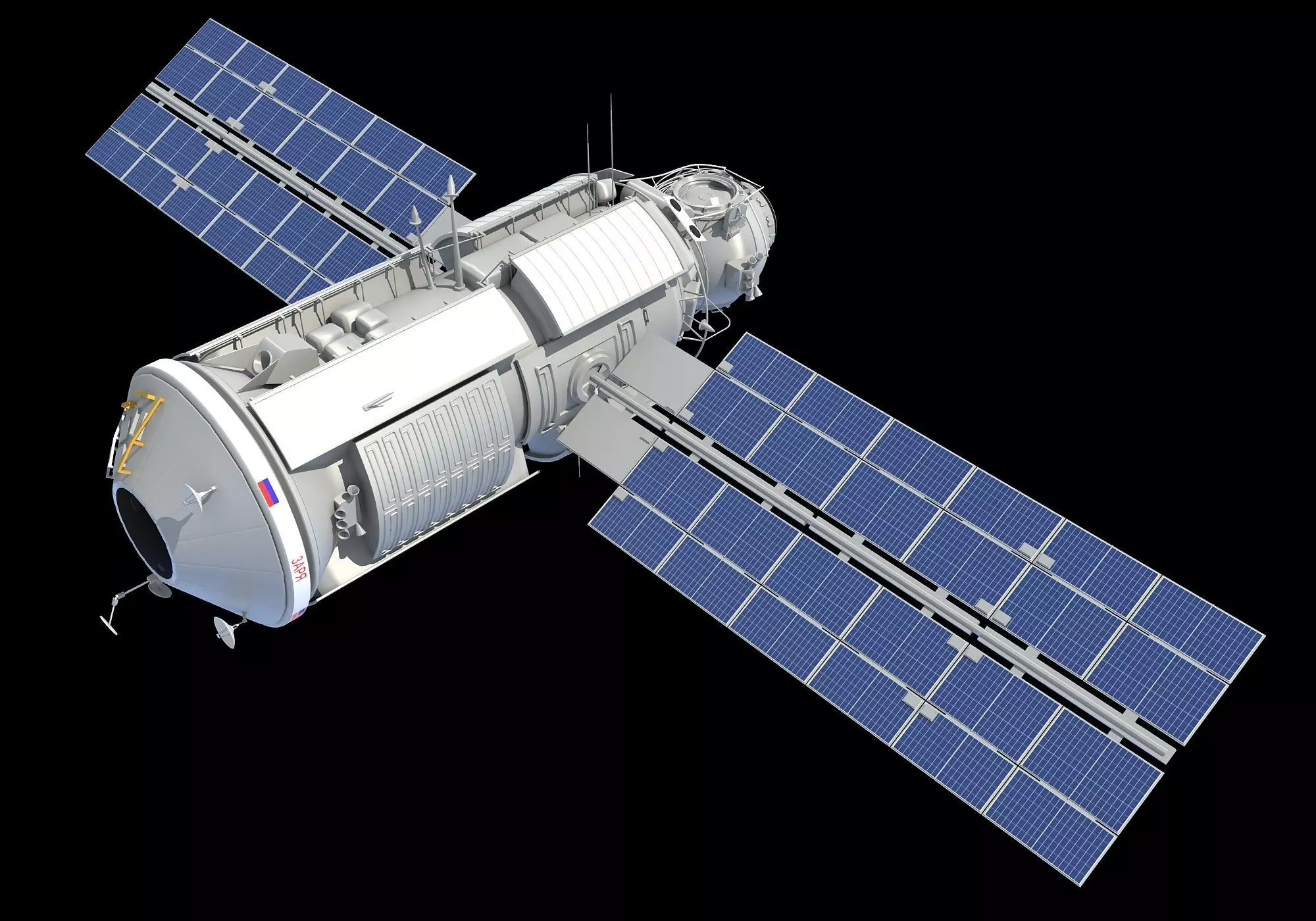 Zarya Functional Cargo Block FGB ISS Module 3D model_0