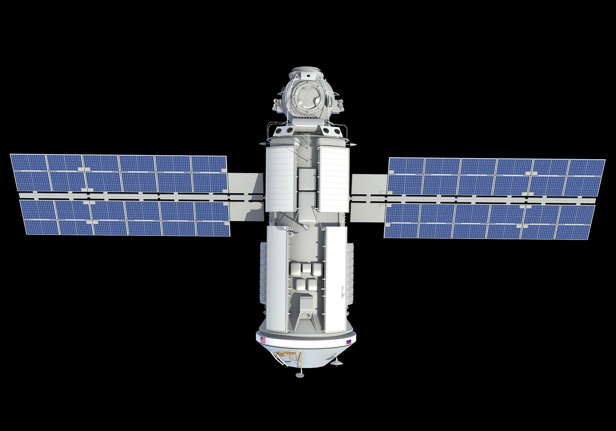 Zarya Functional Cargo Block FGB ISS Module 3D model_4
