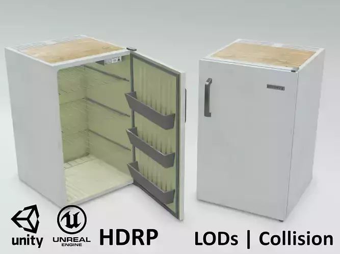Game-ready Freezy - old vintage fridge - Unity - HDRP - UE4