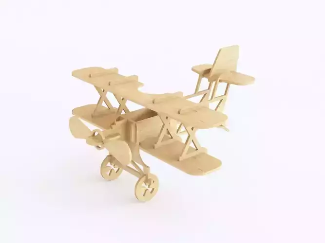 Wooden toy biplane 02