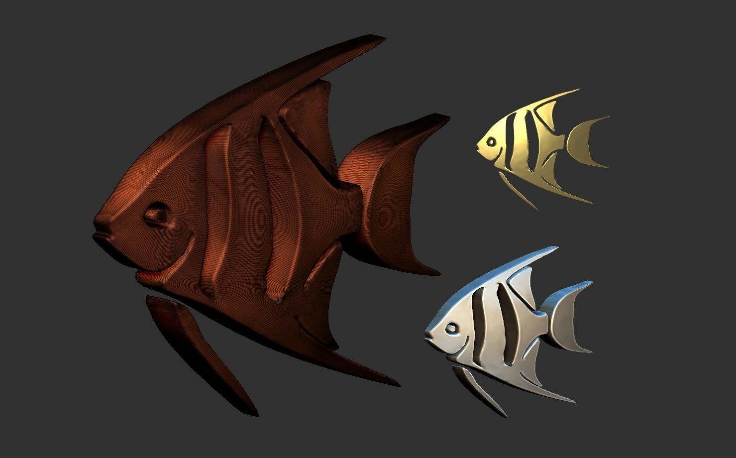 fish 3d model on chain 3D print model_1