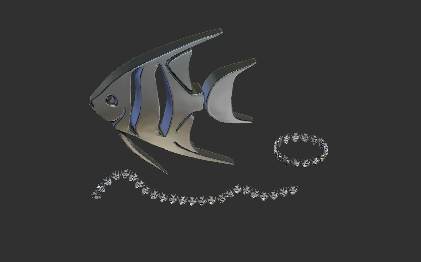 fish 3d model on chain 3D print model_2