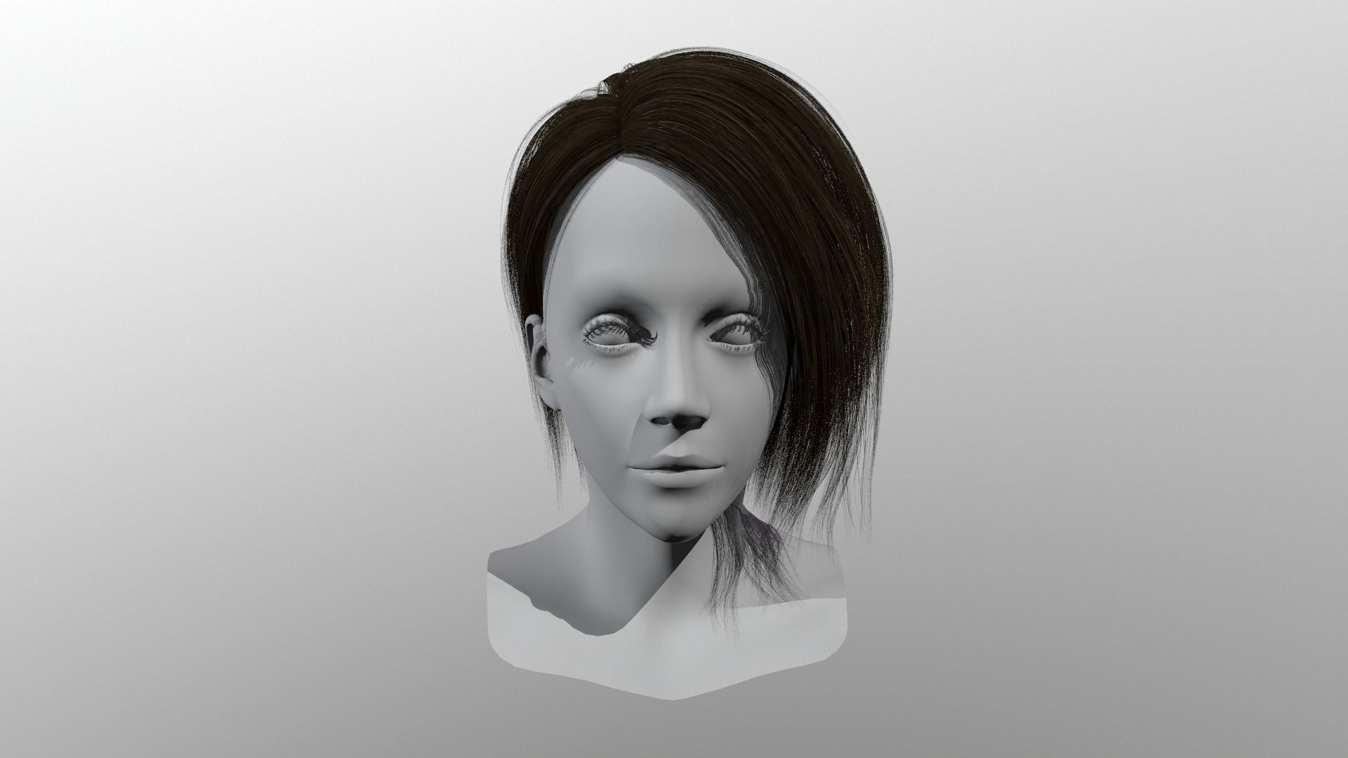 Character - Real Time Hairs Style A Low-poly 3D model_8
