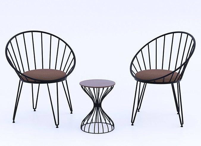 chair metal with cushion 3D model