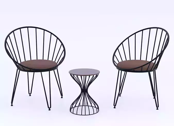 chair metal with cushion 3D model