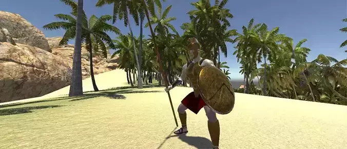 HOPLITE I greek warrior in armor Low-poly 3D model