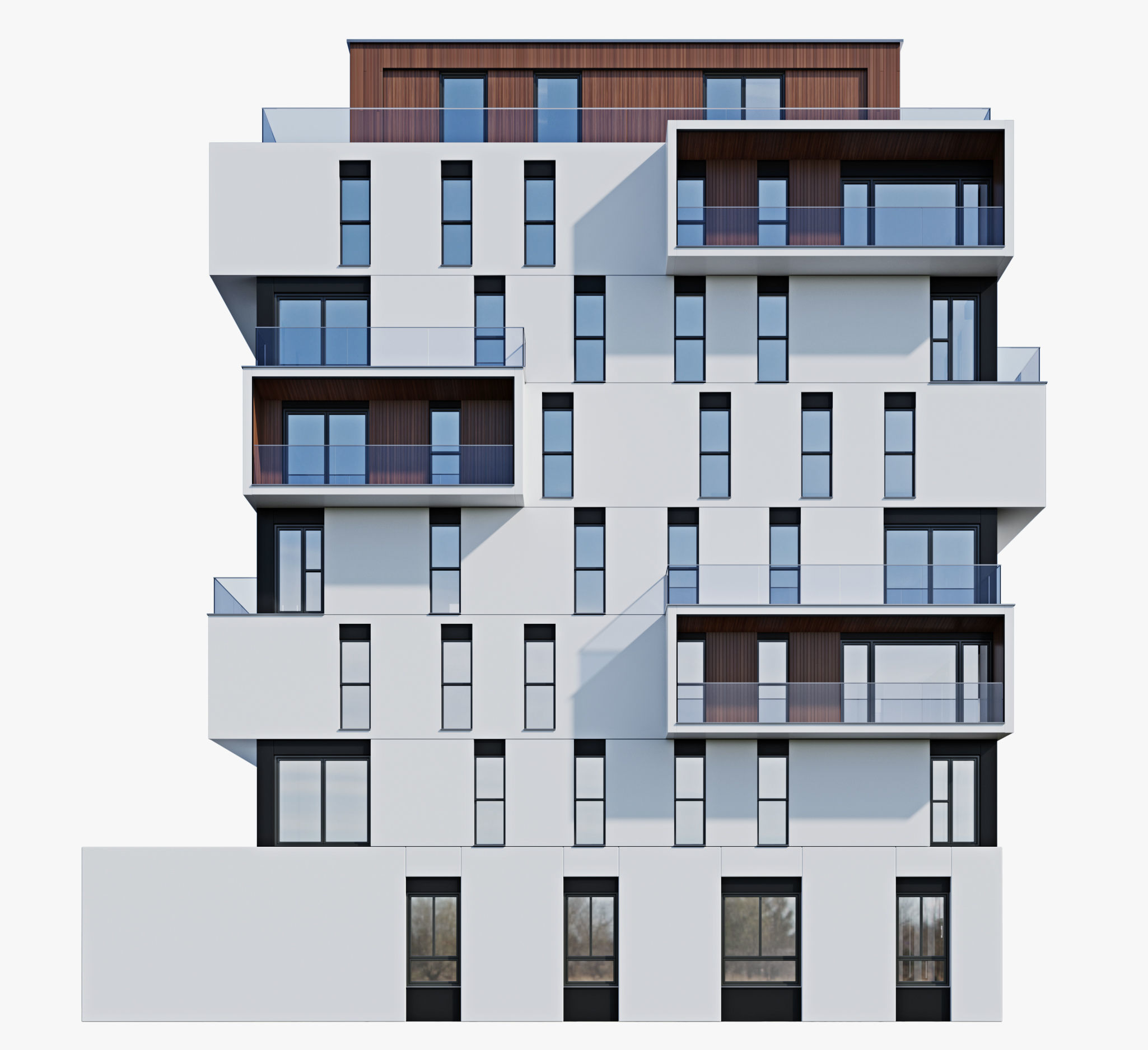 Modern residential building 5 3D model_2