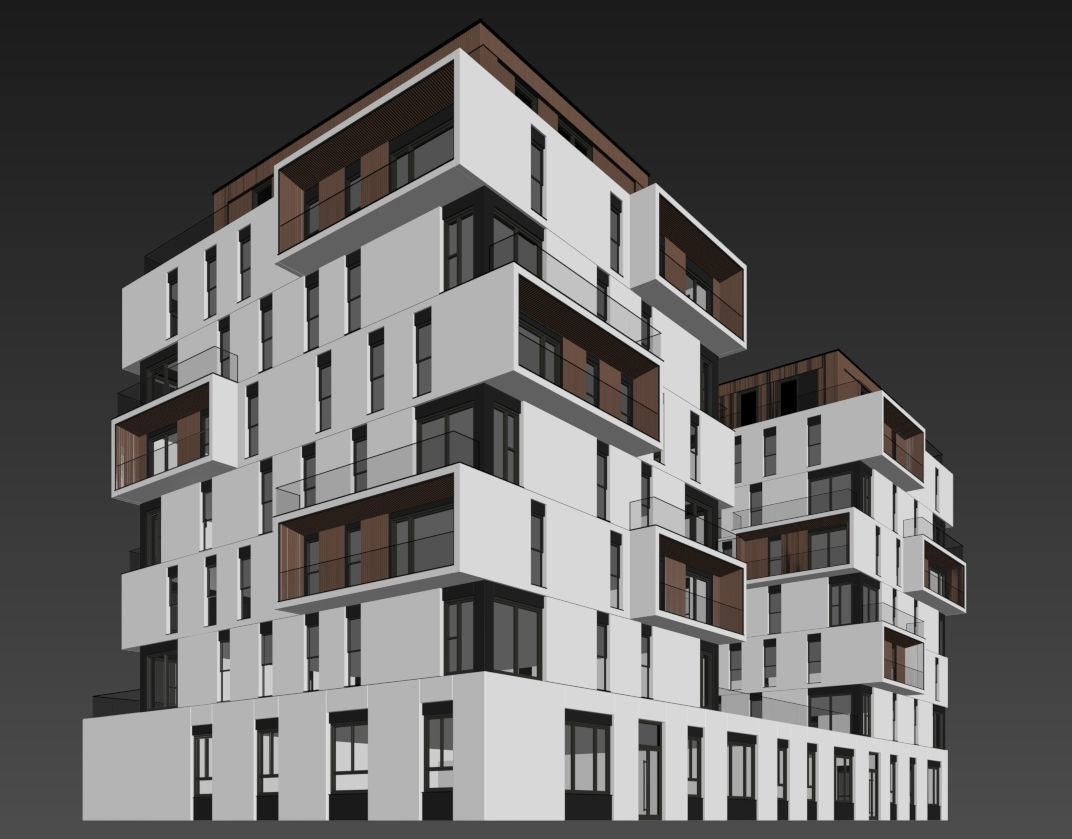 Modern residential building 5 3D model_4