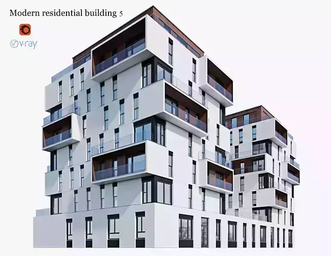 Modern residential building 5 3D model