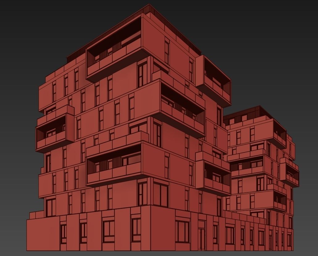 Modern residential building 5 3D model_5
