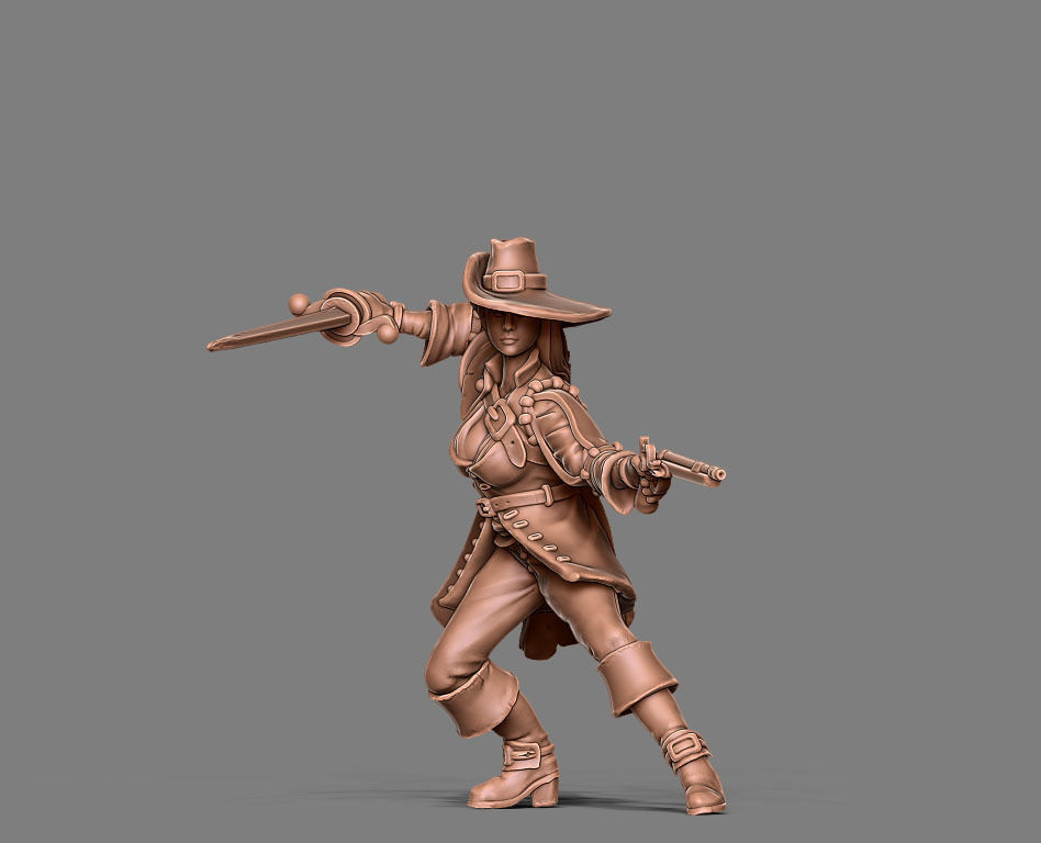 Musketeer - Clemence - 35mm scale 3D print model_4