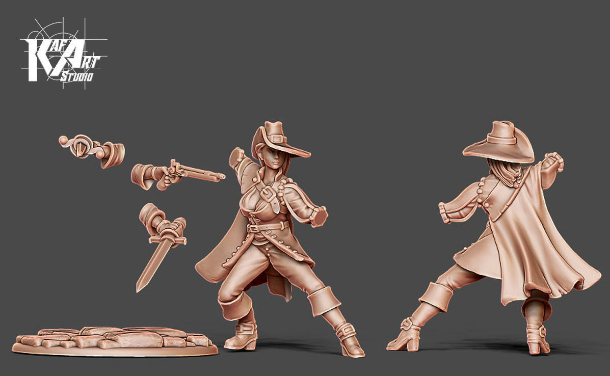 Musketeer - Clemence - 35mm scale 3D print model_15