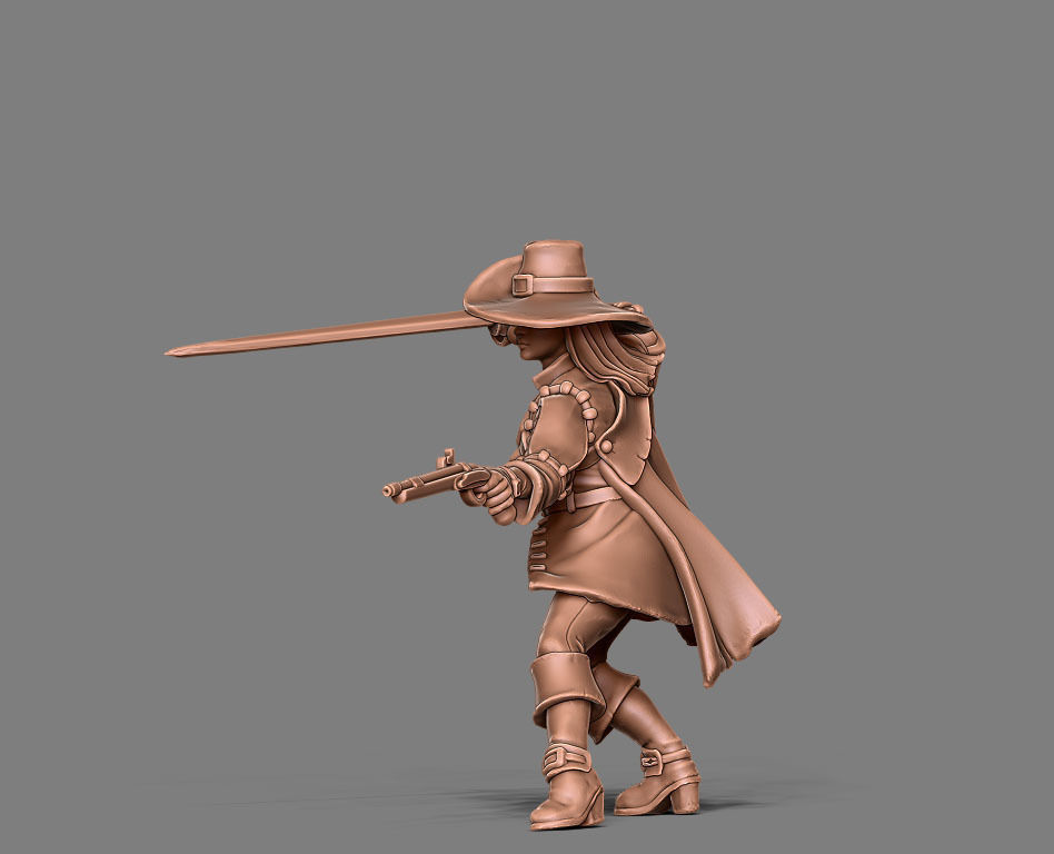 Musketeer - Clemence - 35mm scale 3D print model_5
