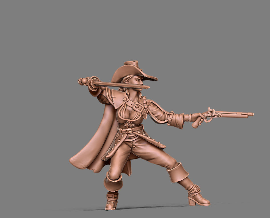 Musketeer - Clemence - 35mm scale 3D print model_9