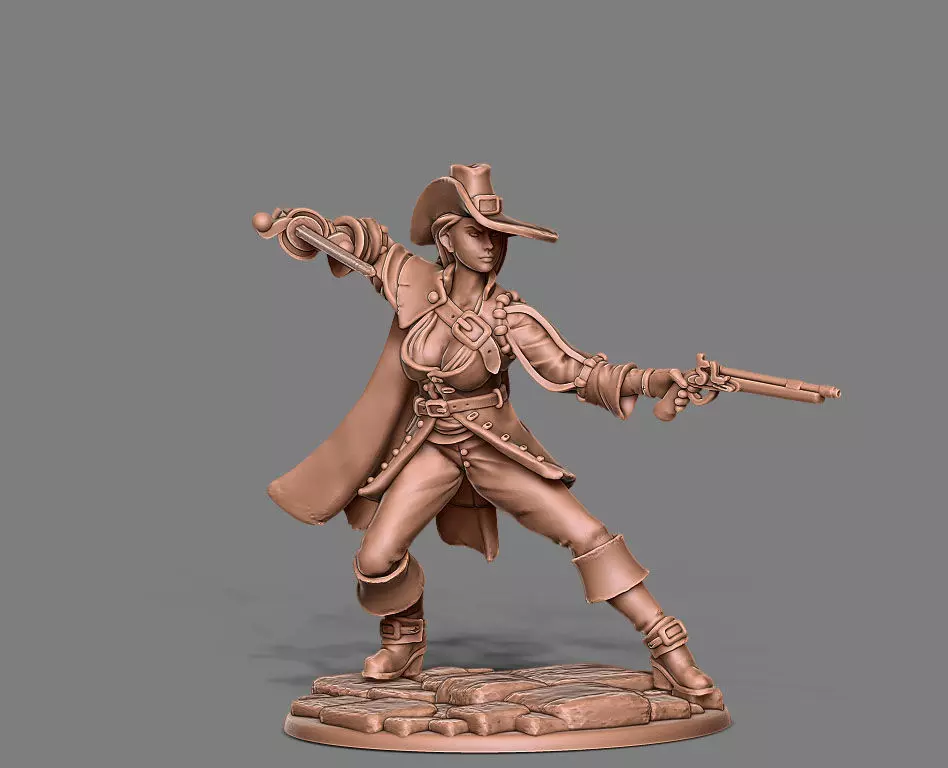 Musketeer - Clemence - 35mm scale 3D print model_0