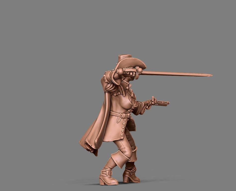 Musketeer - Clemence - 35mm scale 3D print model_8