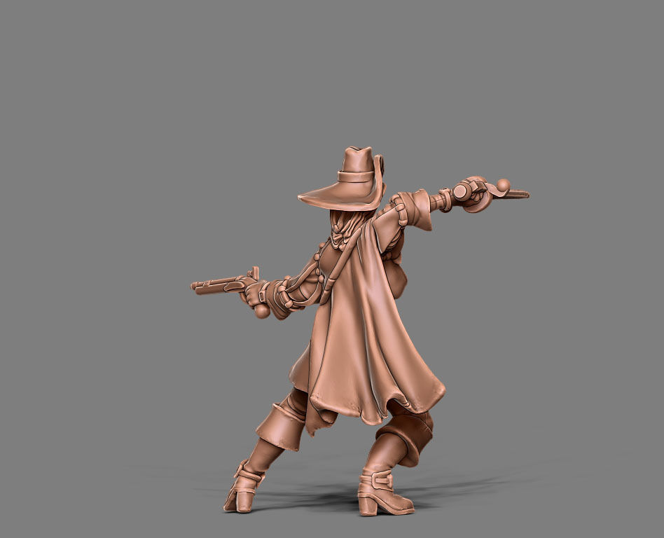 Musketeer - Clemence - 35mm scale 3D print model_7