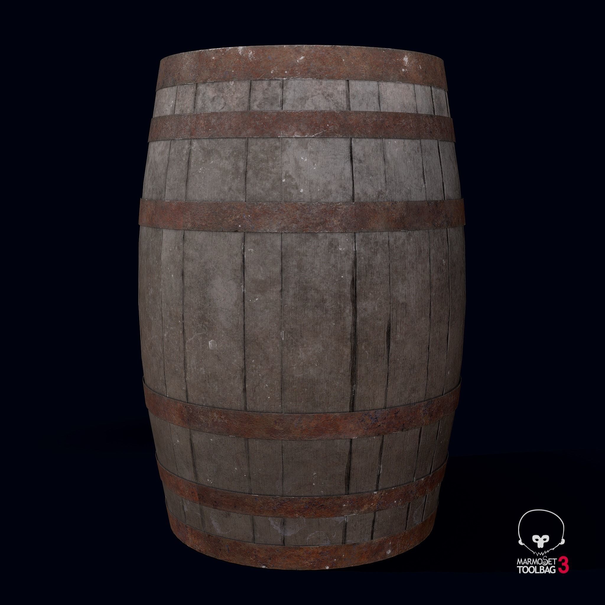 Old Whiskey Barrel Free low-poly 3D model_4