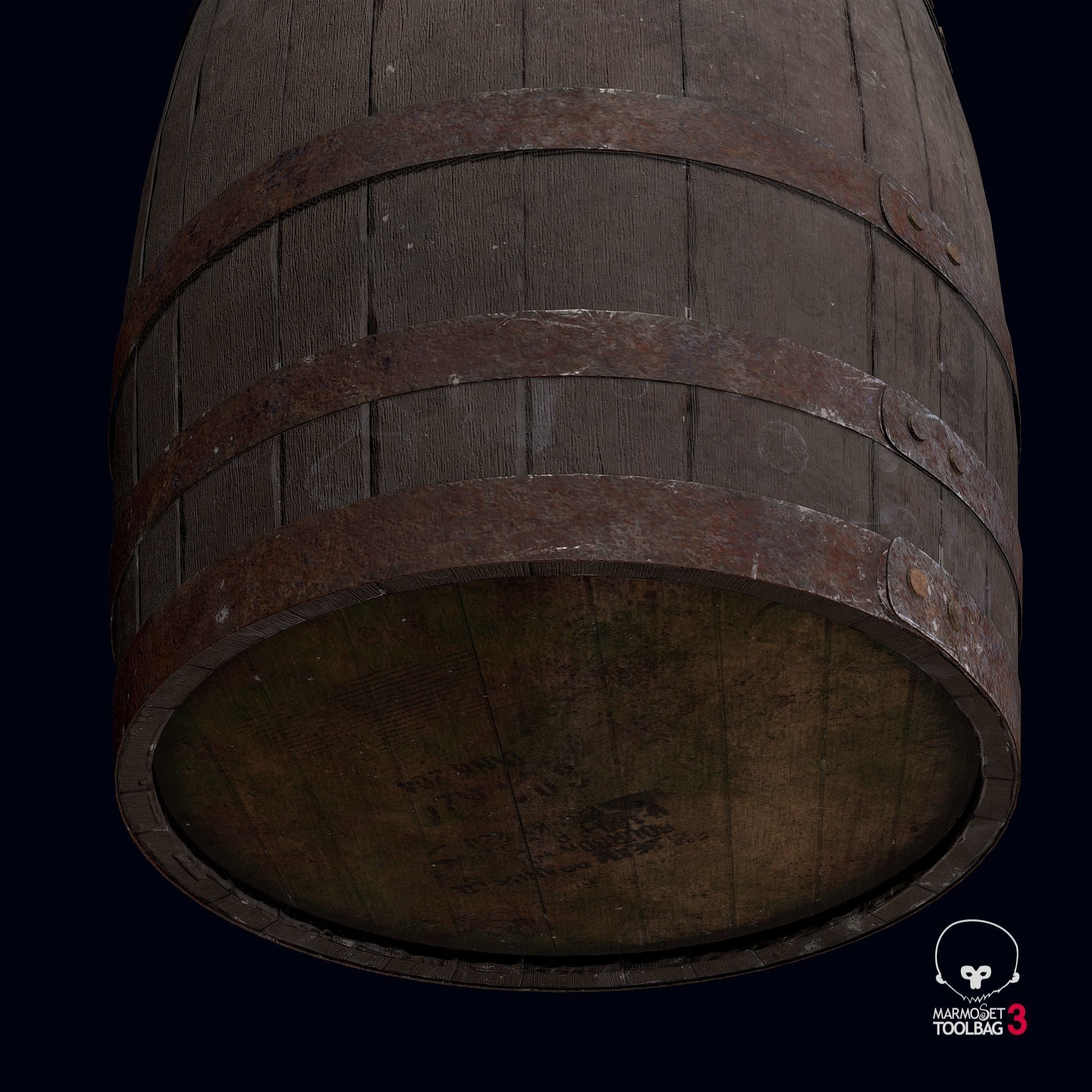Old Whiskey Barrel Free low-poly 3D model_3