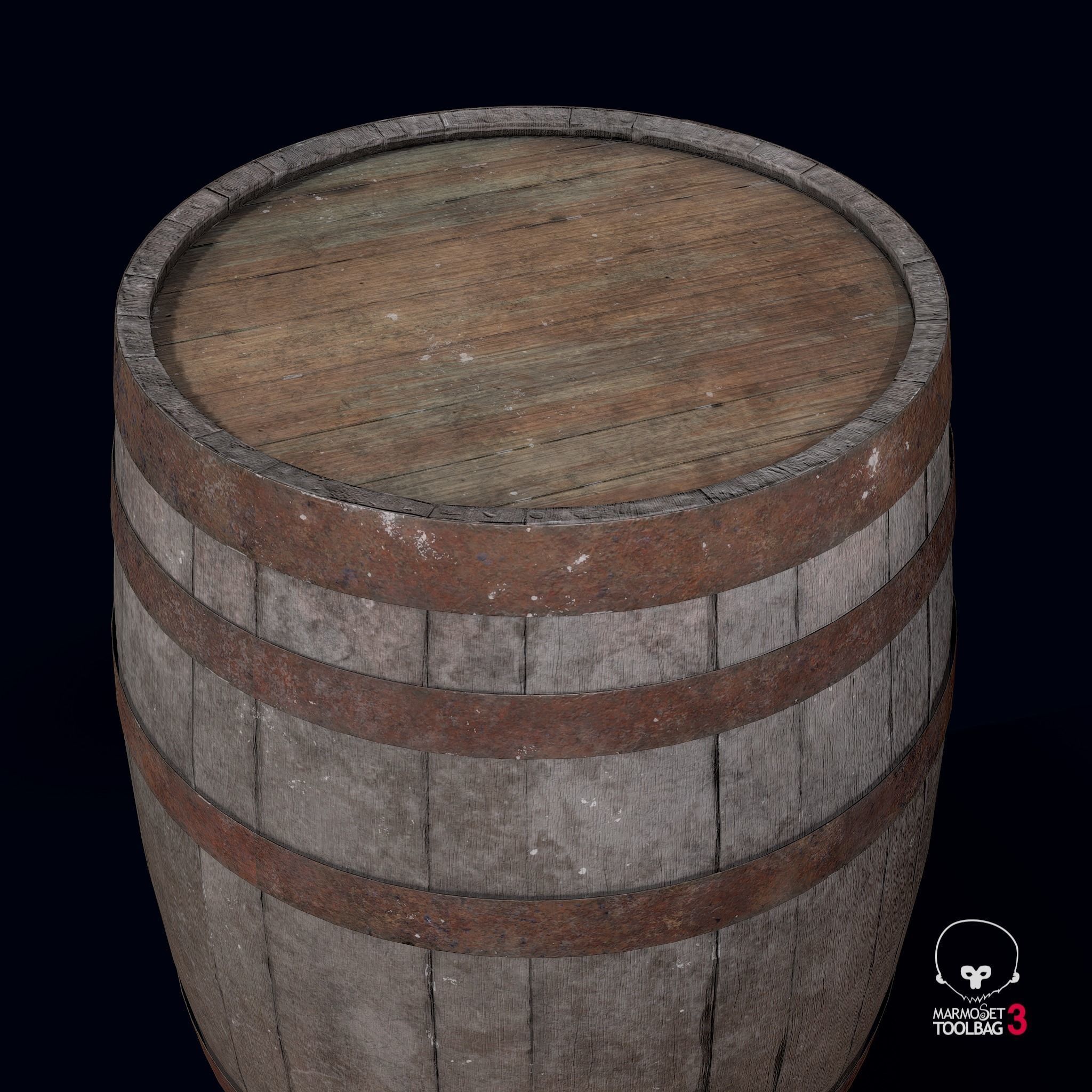 Old Whiskey Barrel Free low-poly 3D model_5