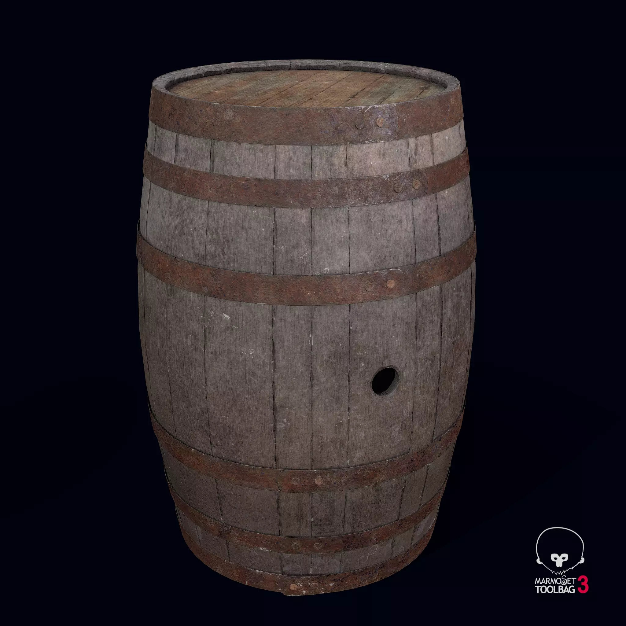 Old Whiskey Barrel Free low-poly 3D model_0