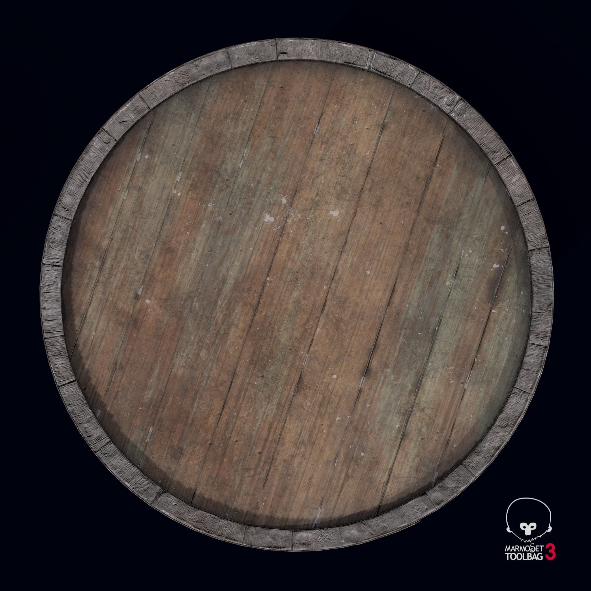 Old Whiskey Barrel Free low-poly 3D model_2