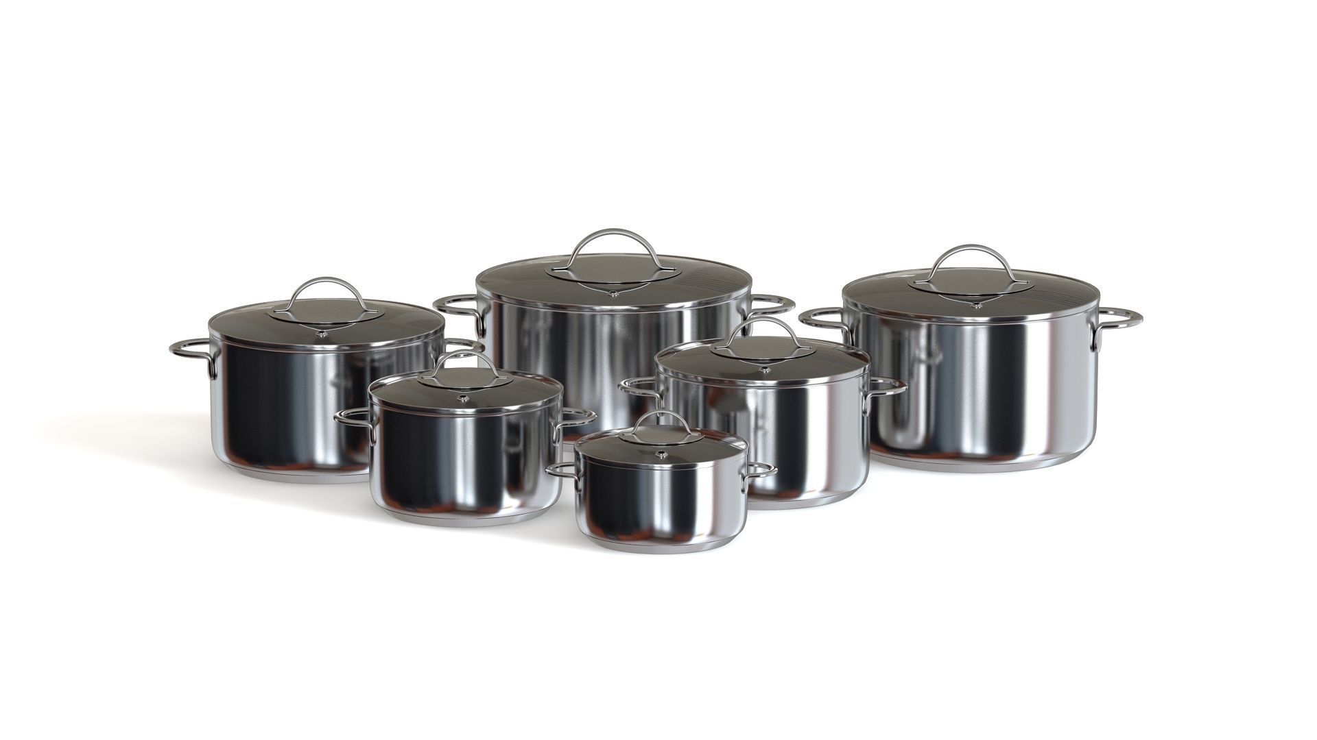 Cooking pots Low-poly 3D model_10