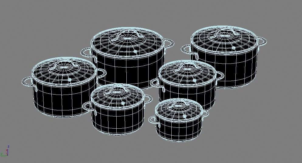 Cooking pots Low-poly 3D model_21