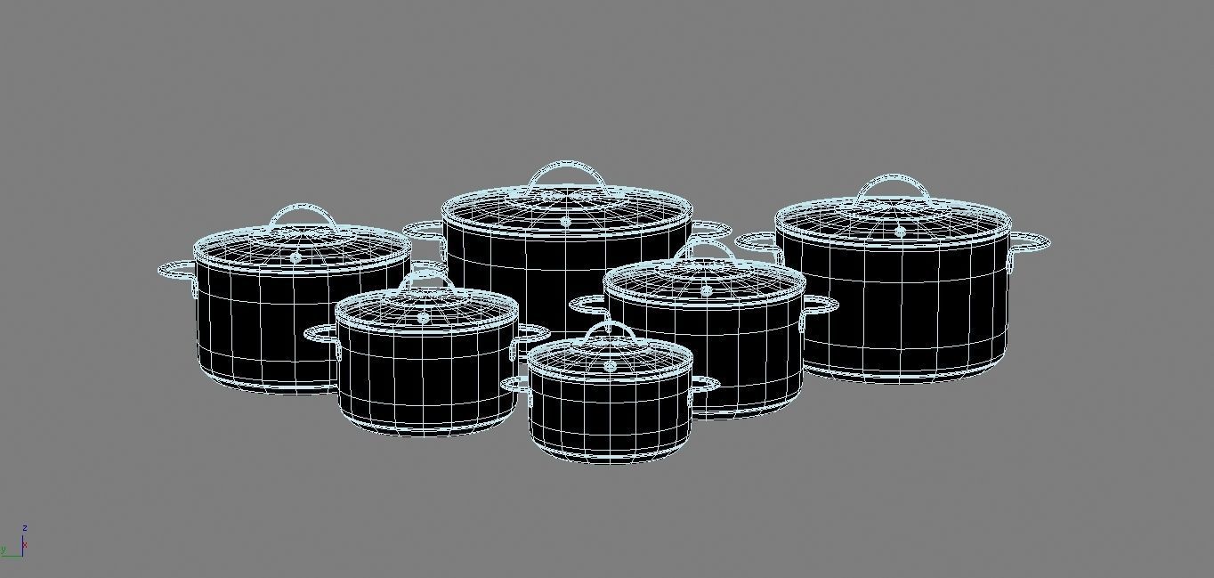 Cooking pots Low-poly 3D model_20