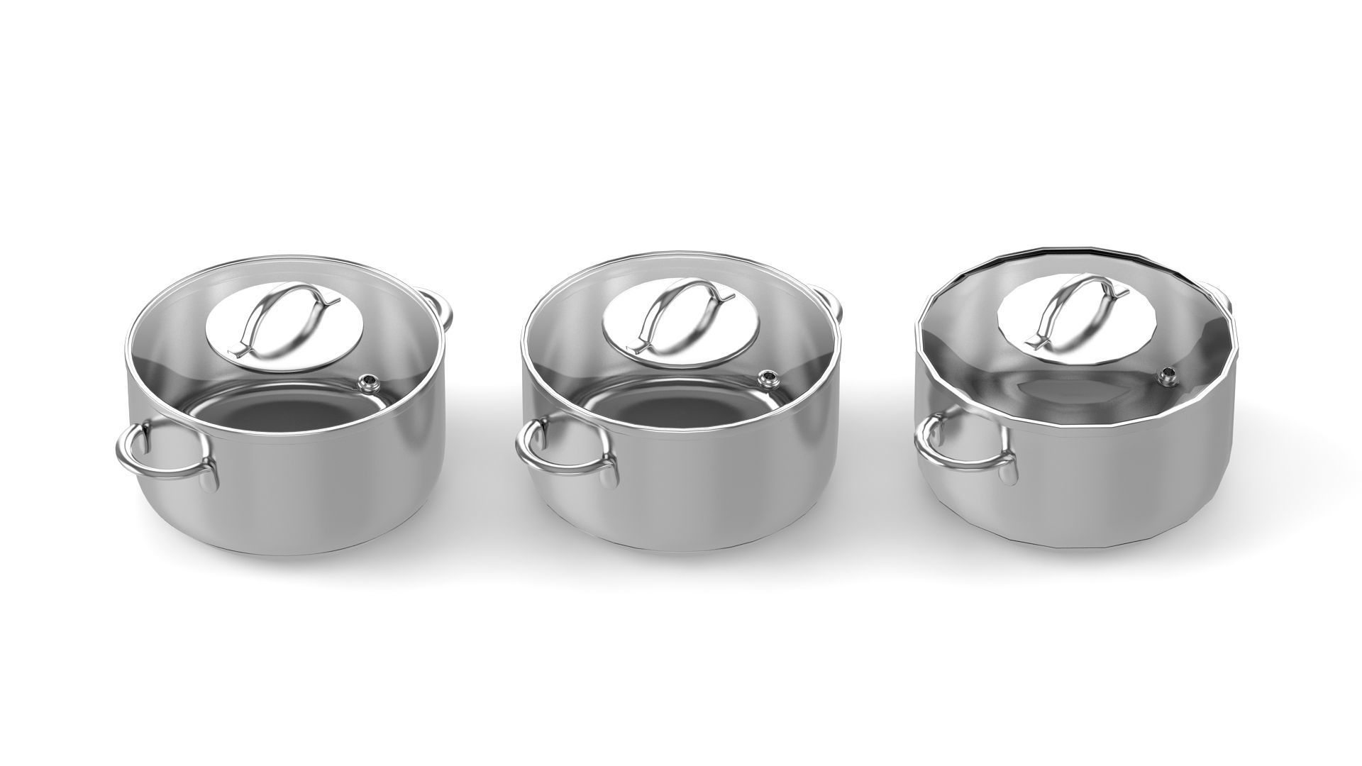 Cooking pots Low-poly 3D model_9