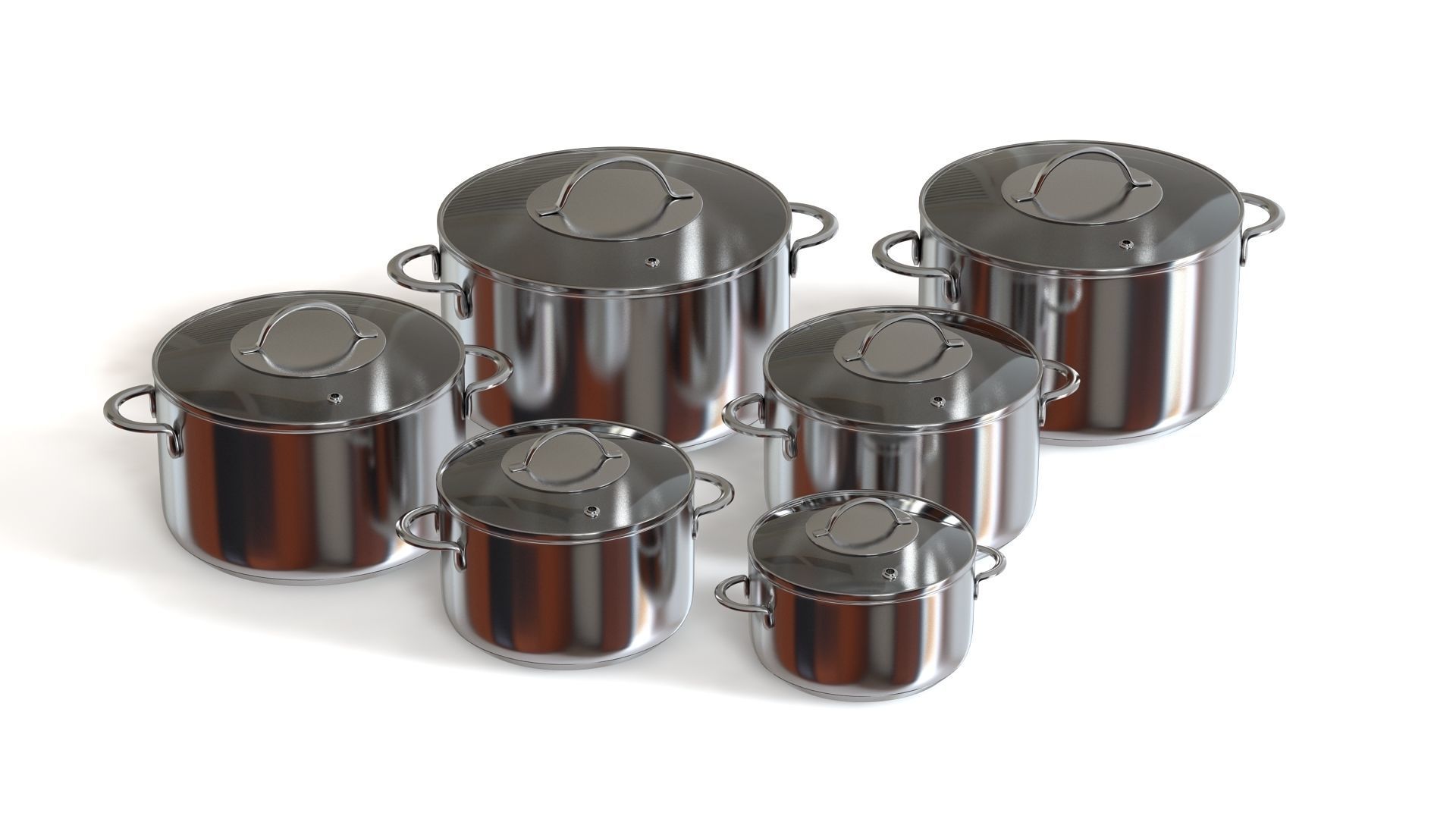 Cooking pots Low-poly 3D model_11
