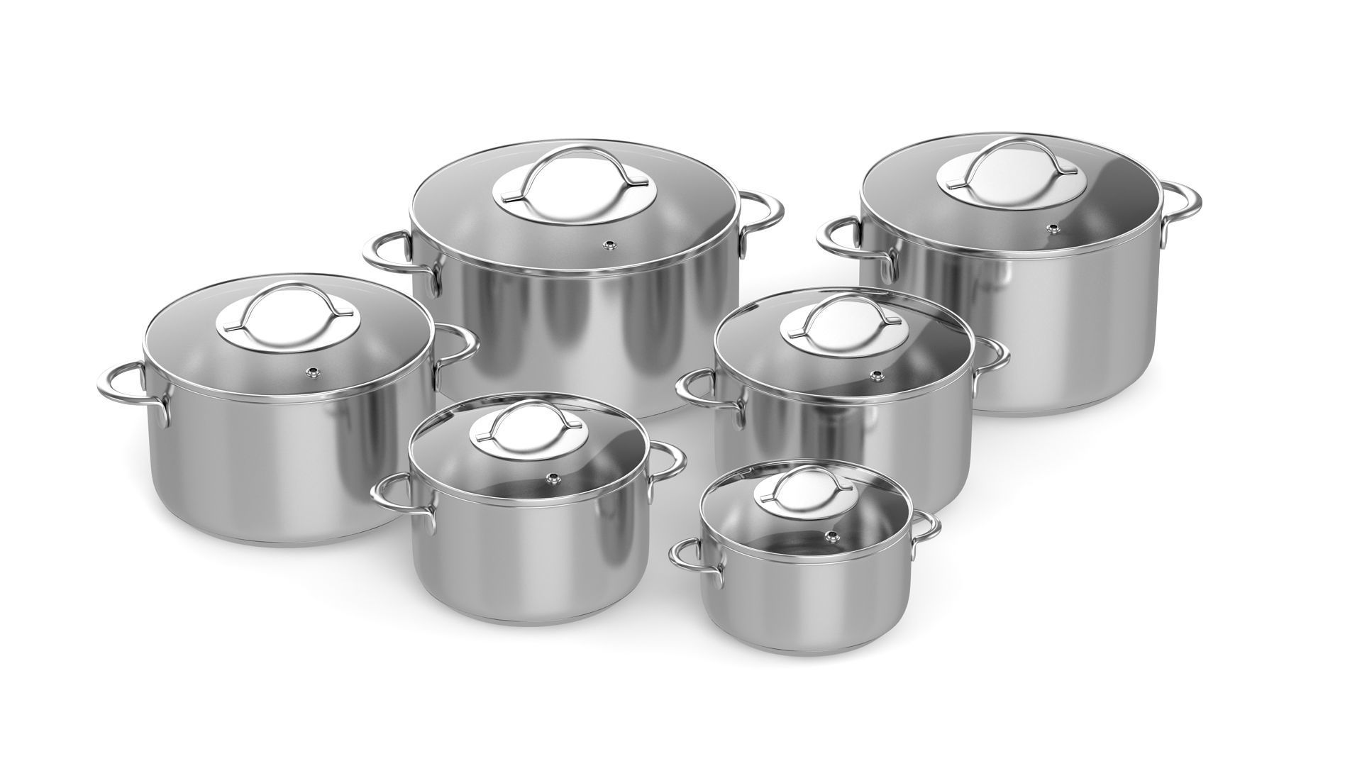 Cooking pots Low-poly 3D model_1