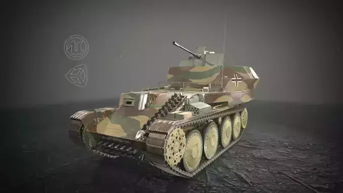 Flakpanzer 38 Gepard Tank Low-poly 3D model