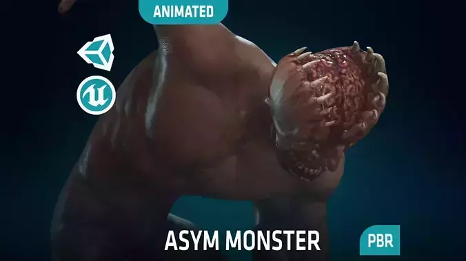 Asym Monster - Rigged - Animated - Game Ready Low-poly 3D model