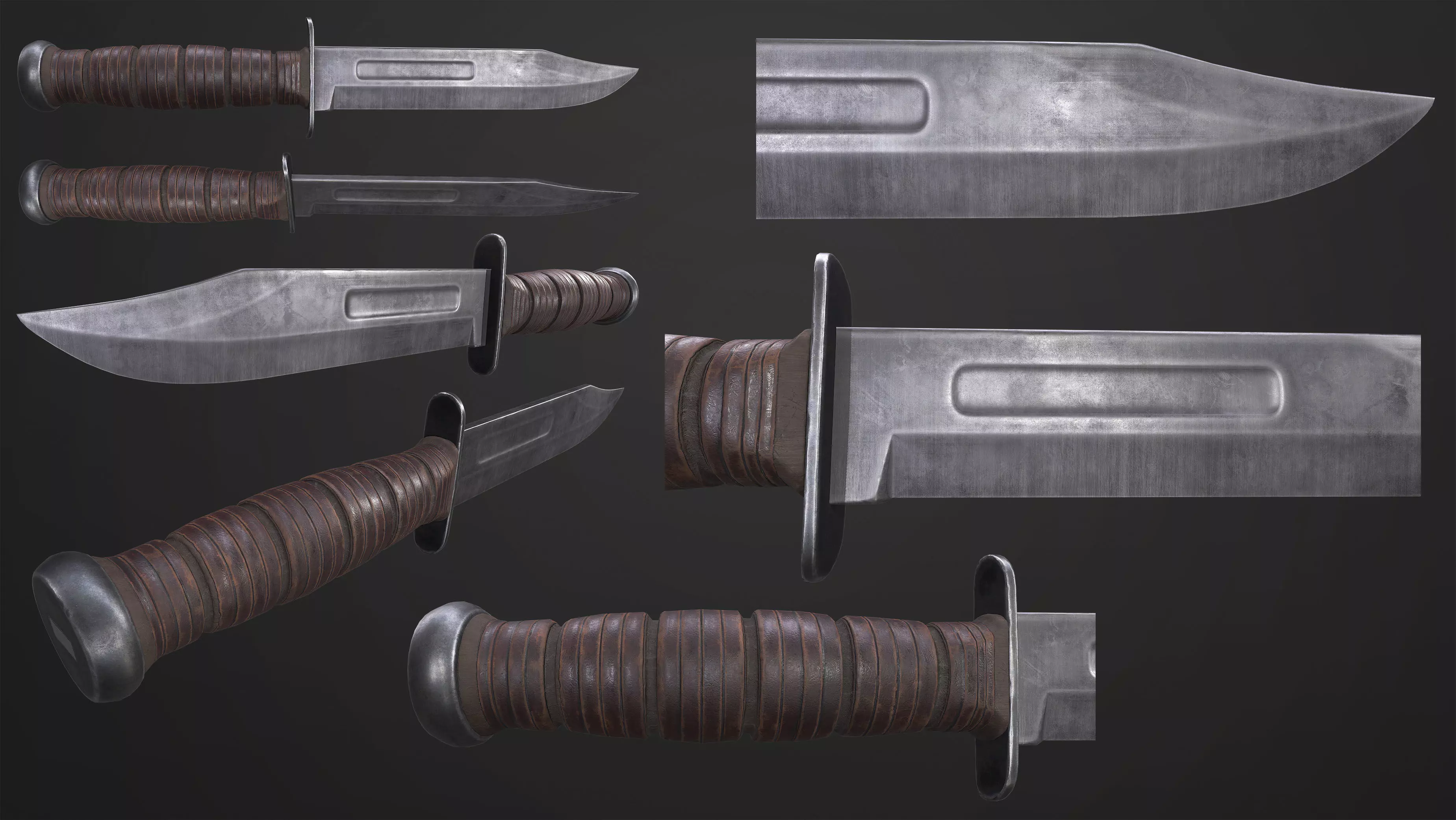 KA BAR Fighting Knife PBR 4k Texture VR - AR Low-poly 3D model_0