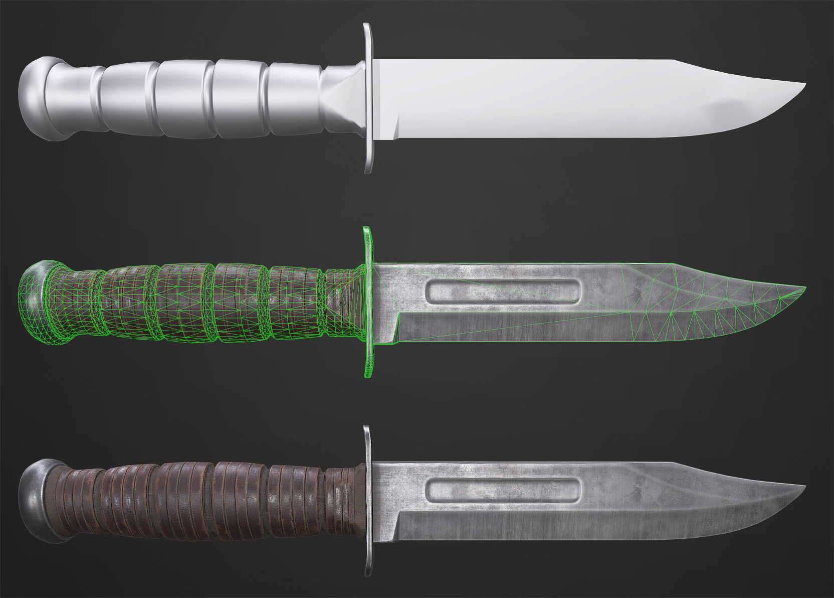 KA BAR Fighting Knife PBR 4k Texture VR - AR Low-poly 3D model_1