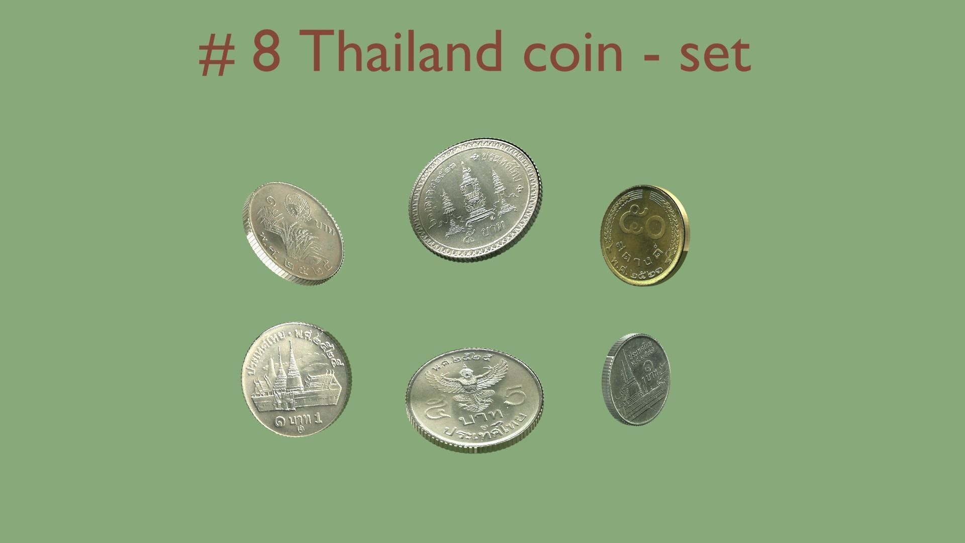 Thailand pbr - textured coin - set model  - 8 3D model_0