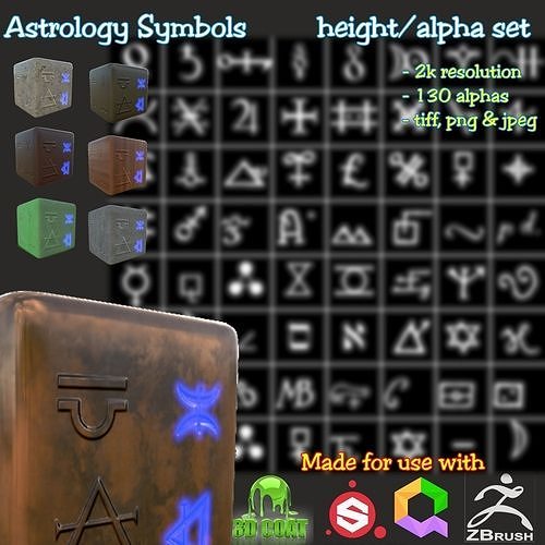Ancient Alchemy runes set Height map Alpha Brushes decals Texture