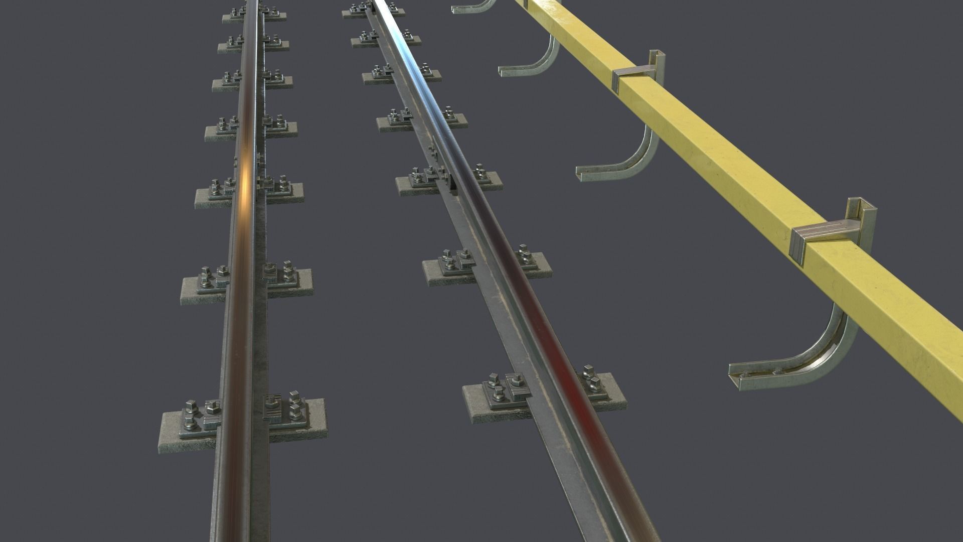 Underground metro railway Low-poly 3D model_9