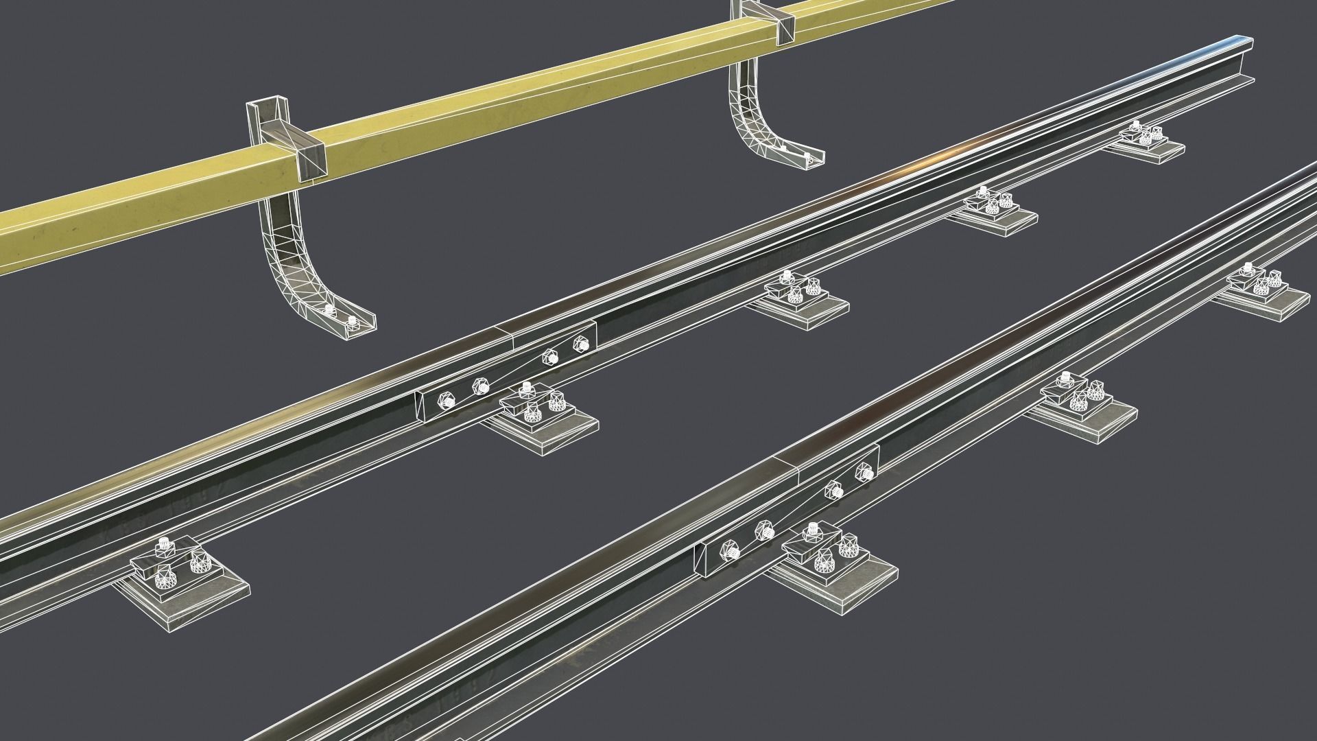 Underground metro railway Low-poly 3D model_3