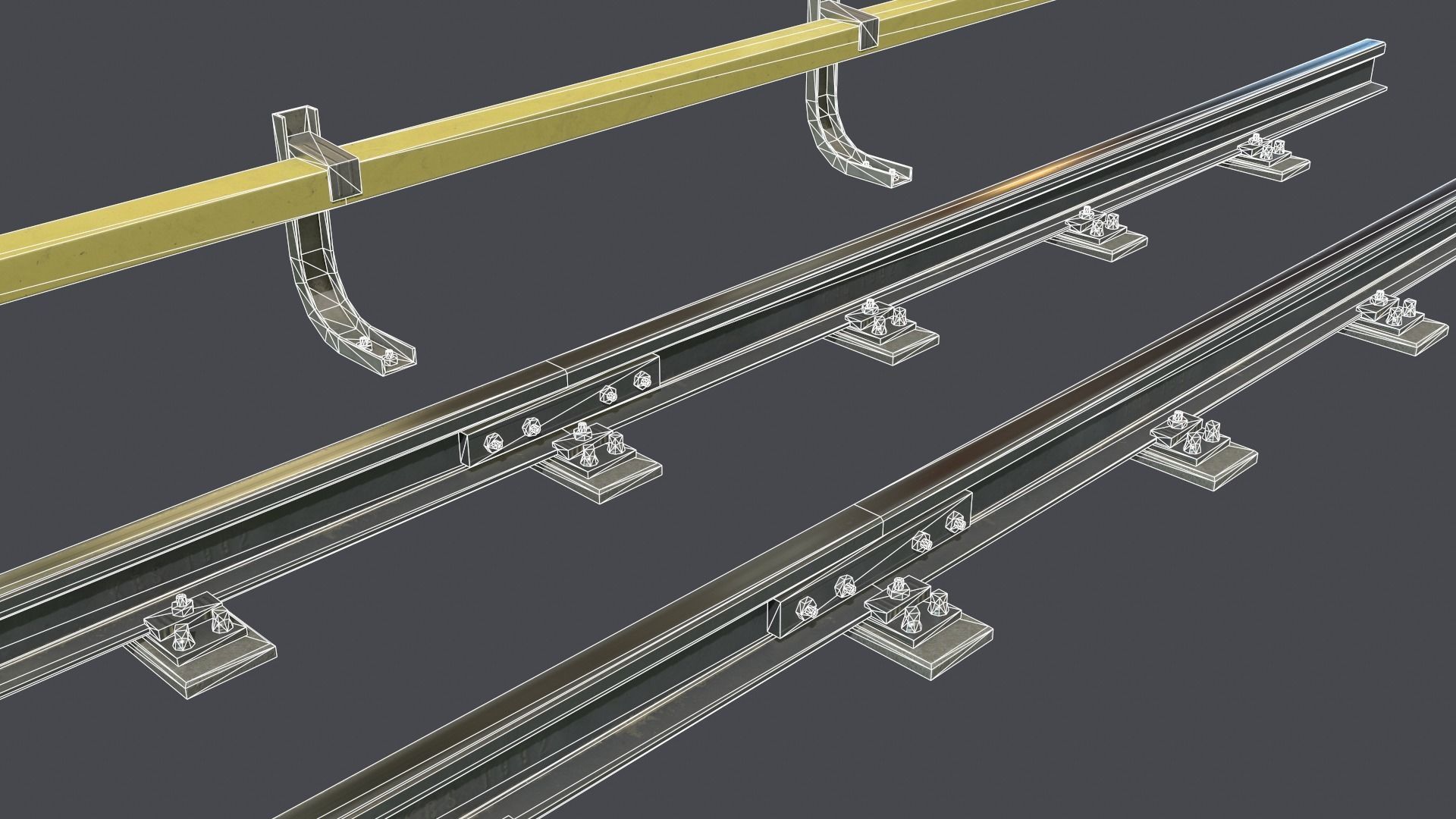 Underground metro railway Low-poly 3D model_4